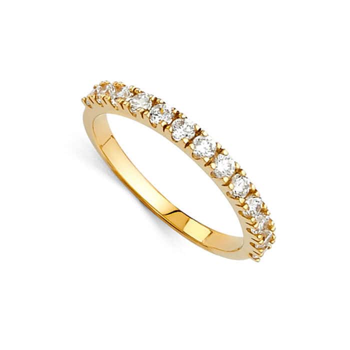 14K Yellow Gold Cubic Zirconia Ladies Wedding Band - Image 2