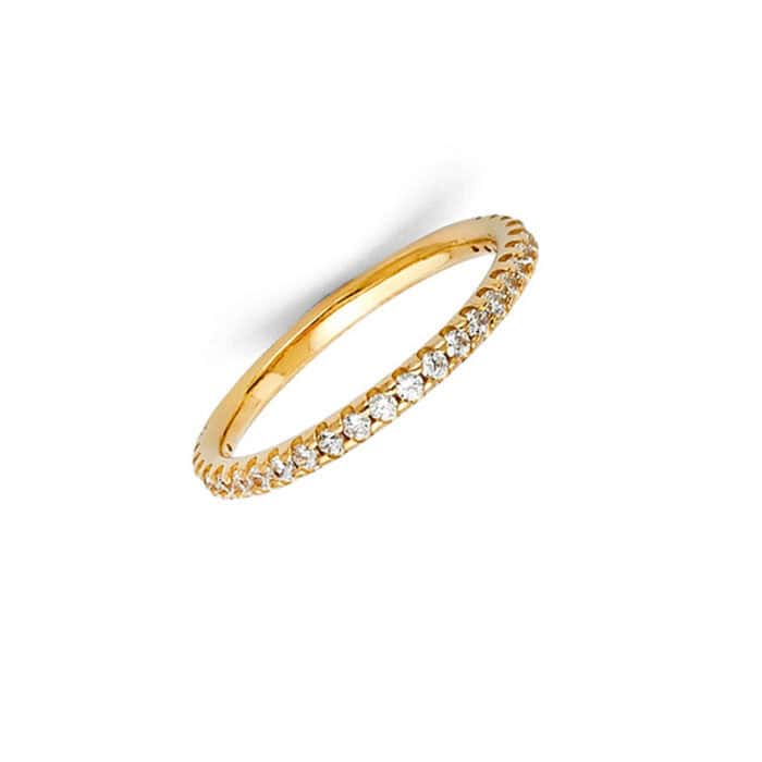 14K Yellow Gold Cubic Zirconia Ladies Wedding Band - Image 2