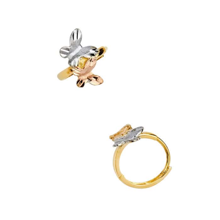 14K Two Tone Gold Cubic Zirconia Huggies Earringsrings - Image 2