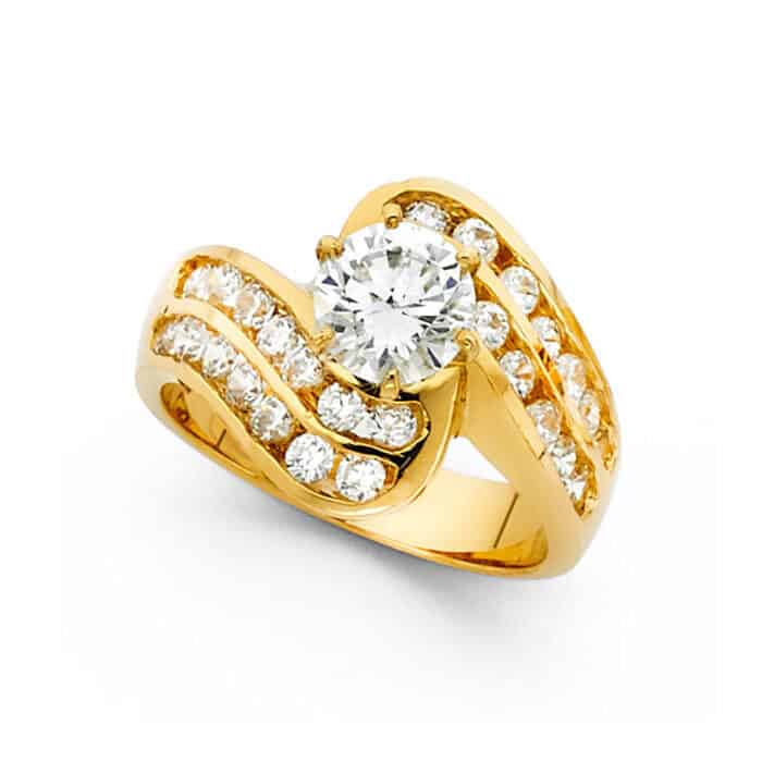 14K Yellow Gold Cubic Zirconia Engagement Ring - Image 2
