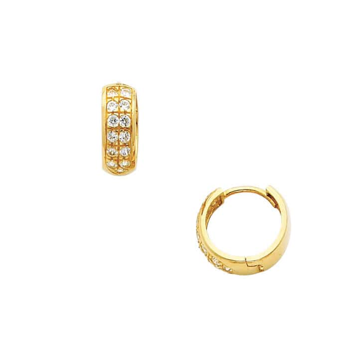 14K Yellow Gold 4mm Cubic Zirconia Huggies Earrings - Image 2