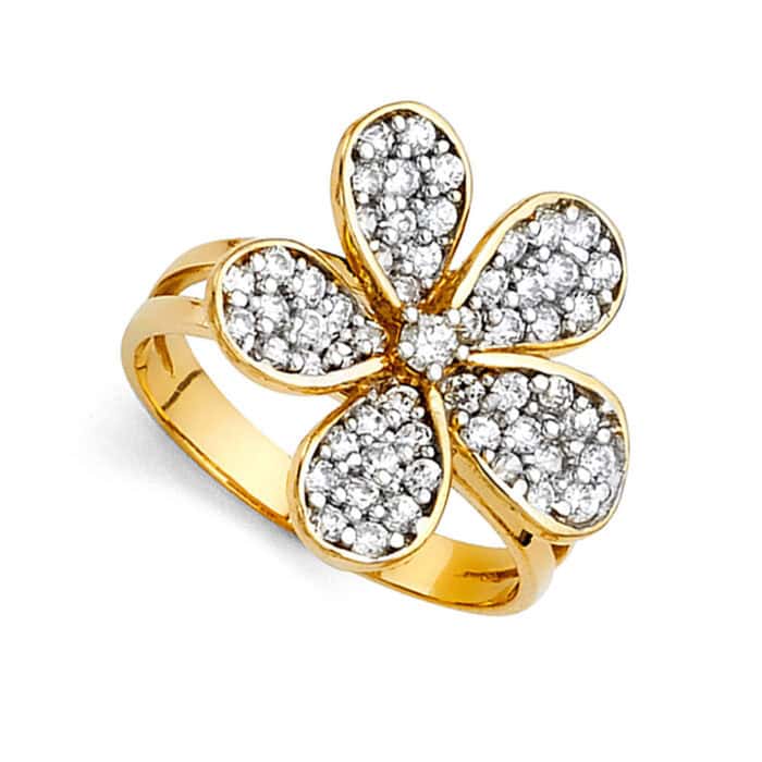14K Yellow Gold Cubic Zirconia Fancy Ring - Image 2
