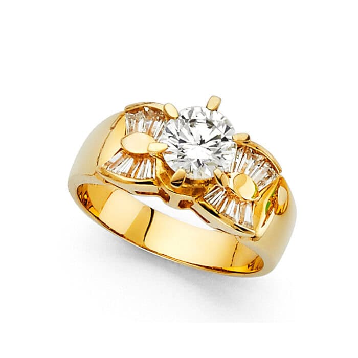 14K Yellow Gold Cubic Zirconia Engagement Ring - Image 2