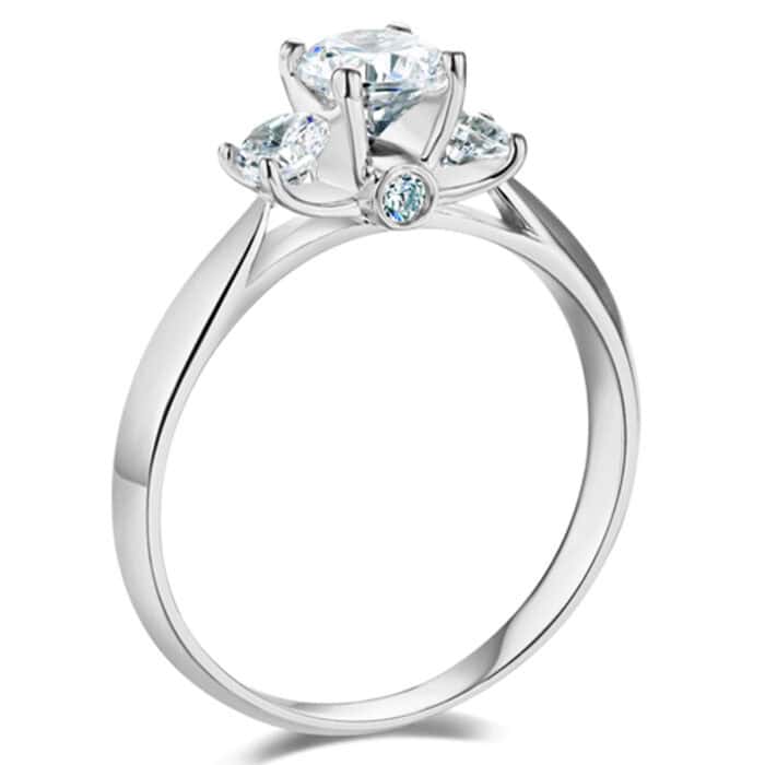 14K White Gold Cubic Zirconia 0.75 carat Round Shape Stone Engagement Ring - Image 2