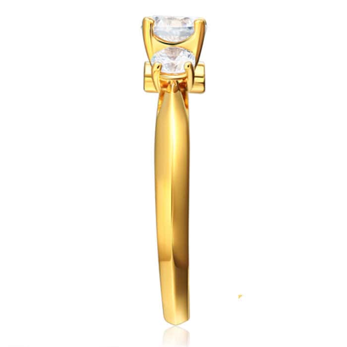 14K Yellow Gold Cubic Zirconia Round Shape Stone Engagement Ring - Image 3