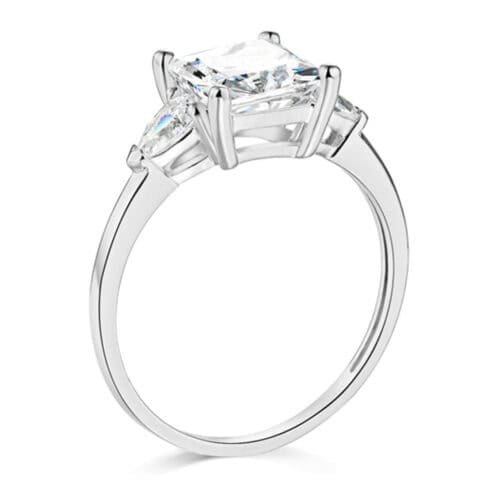 14K White Gold Cubic Zirconia 1.25 carat Princess Stone Engagement Ring for women