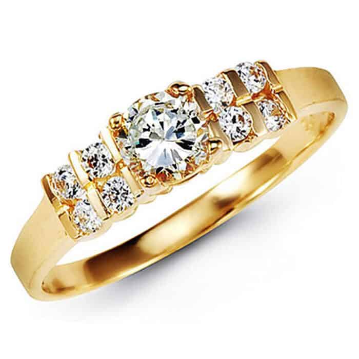 14K Yellow Gold Cubic Zirconia Engagement Ring
