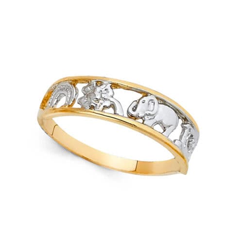 14K Two Tone Gold Lucky Ring