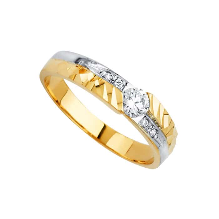 14K Yellow Gold Men's Cubic Zirconia Wedding Band - Image 2