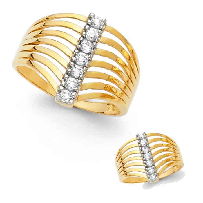 14K Yellow Gold Semanario Cubic Zirconia Ring - Image 3