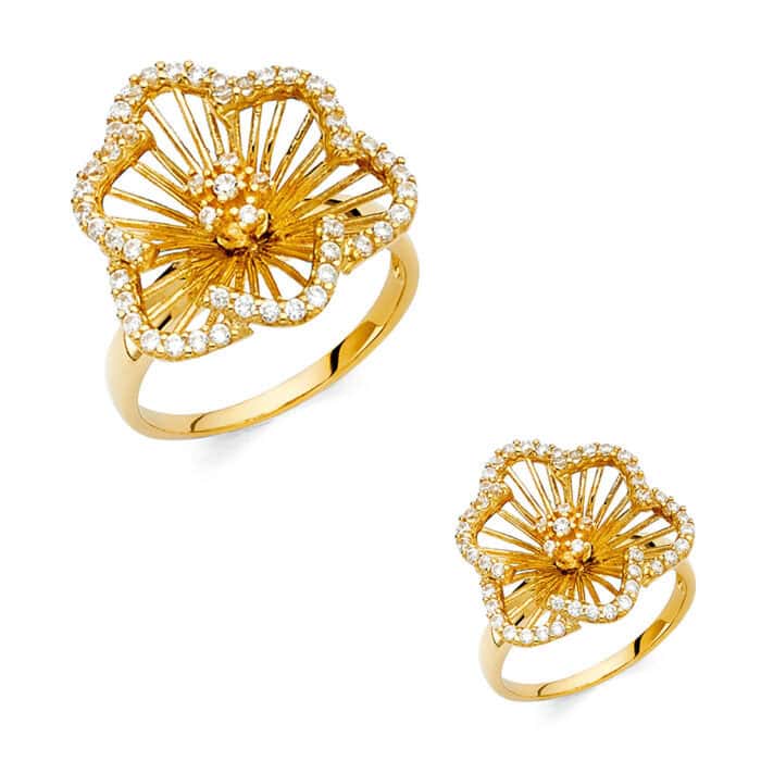 14K Yellow Gold Fancy Cubic Zirconia Ring - Image 3