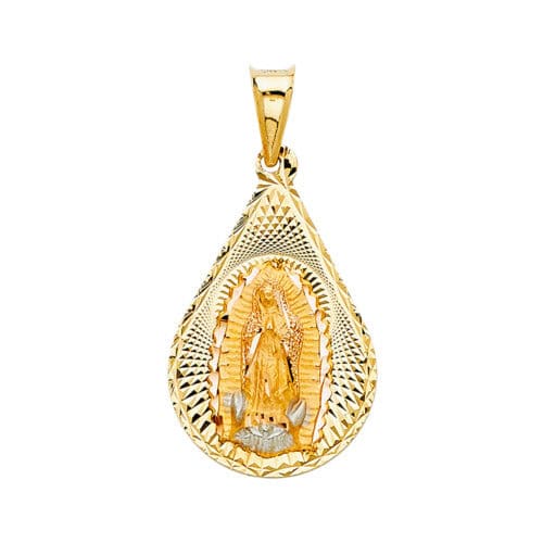 14K Tri Color Gold Religious Guadlupe Pendant