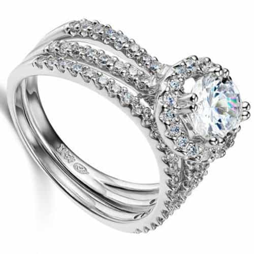 14K White Gold Cubic Zirconia Duo Set