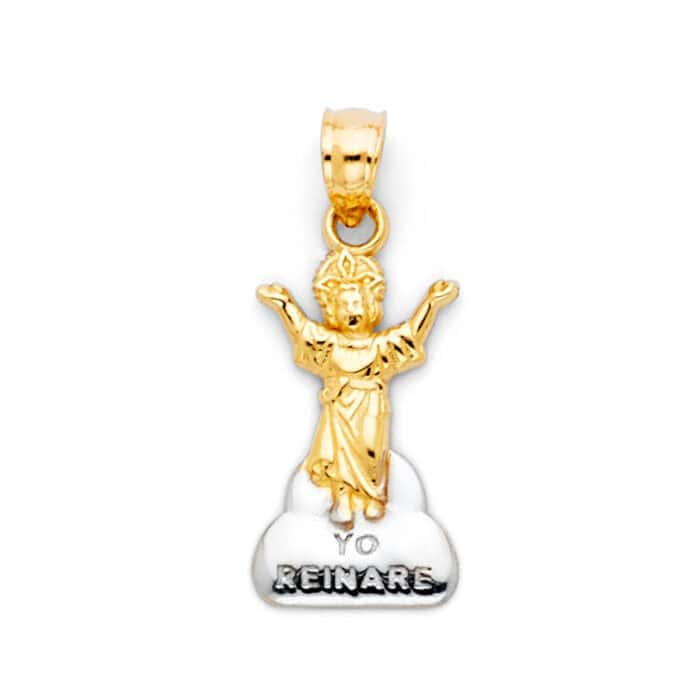 14K Two Tone Gold Praying Jesus Religious Pendant