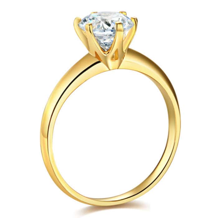 14K Yellow Gold Cubic Zirconia Engagement Ring for women - Image 2