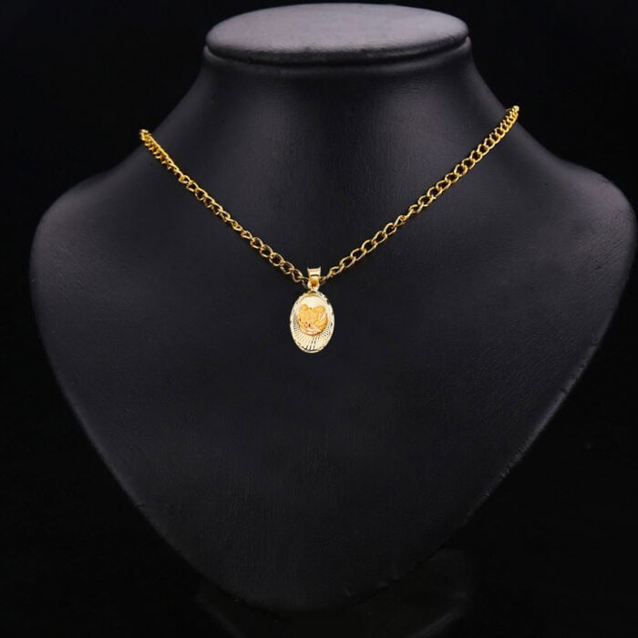 14K Yellow Gold diamond cut Baptism Stamp Religious Pendant - Image 2