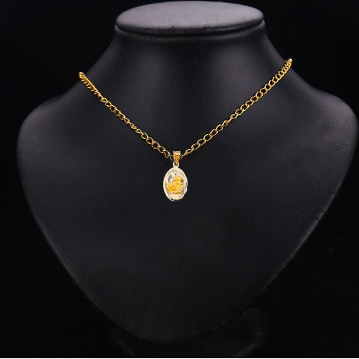 14K Tri Color Gold diamond cut Baptium Stamp Religious Pendant - Image 2