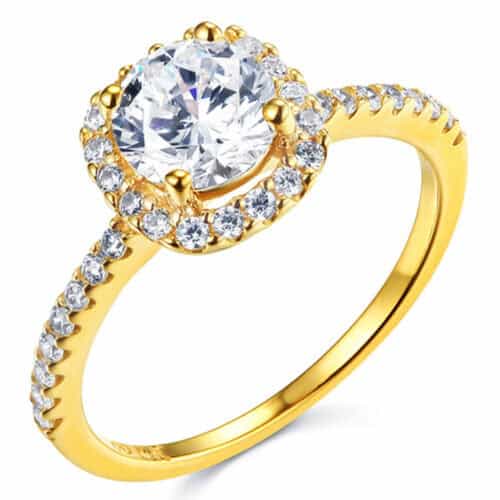 14K Yellow Gold Cubic Zirconia Engagement Ring Only and Ladies Wedding Band Only