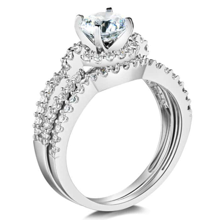 14K White Gold Cubic Zirconia Duo Set - Image 2