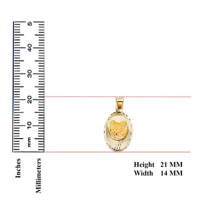 14K Yellow Gold diamond cut Baptism Stamp Religious Pendant - Image 3