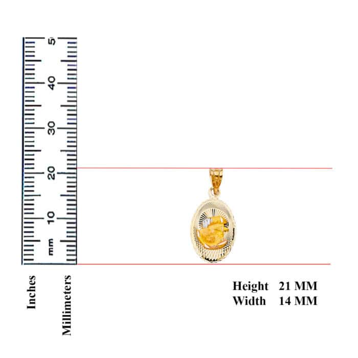 14K Tri Color Gold diamond cut Baptium Stamp Religious Pendant - Image 3