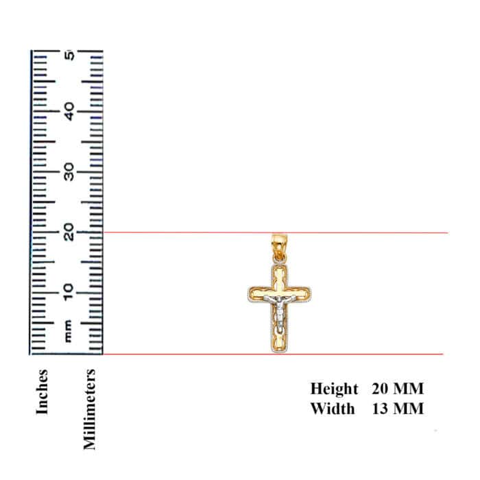 14K Two Tone Gold Jesus Crucifix Cross Religious Pendant - Image 3