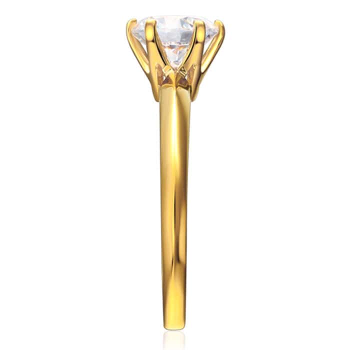 14K Yellow Gold Cubic Zirconia Engagement Ring for women - Image 3