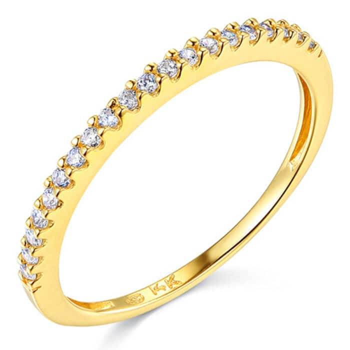 14K Yellow Gold Cubic Zirconia Engagement Ring Only and Ladies Wedding Band Only - Image 3