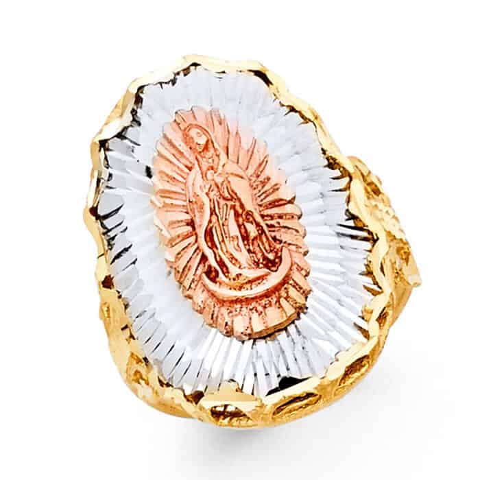 14K Tri Color Gold Our Lady of Guadalupe Ring