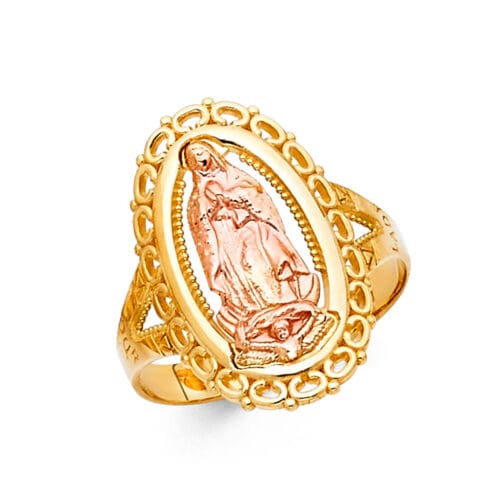 14K Two Tone Gold Our Lady of Guadalupe Ring