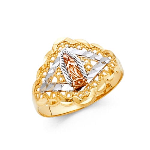 14K Tri Color Gold Our Lady of Guadalupe Ring