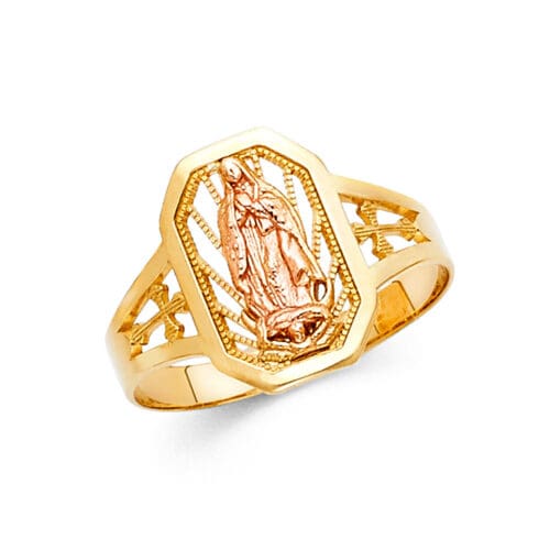 14K Two Tone Gold Our Lady of Guadalupe Ring