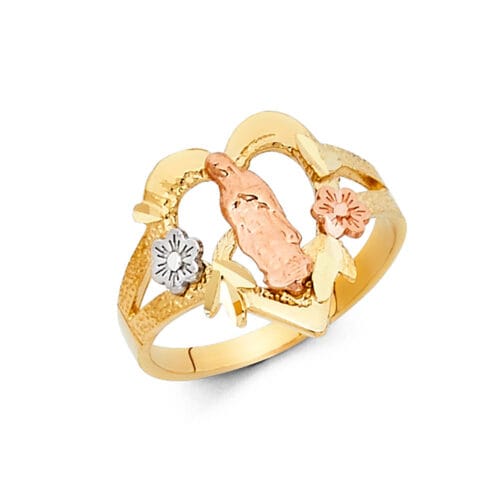 14K Tri Color Gold Our Lady of Guadalupe Ring