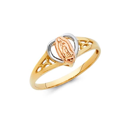14K Tri Color Gold Our Lady of Guadalupe Ring