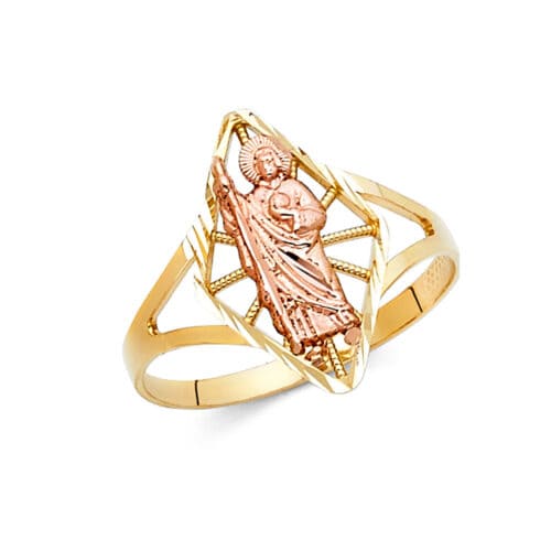 14K Two Tone Gold Religious Ring