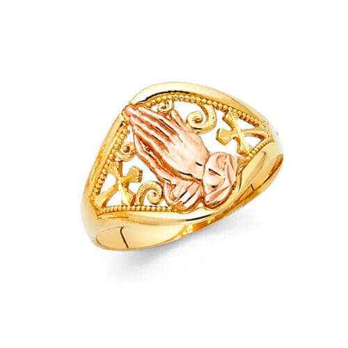 14K Two Tone Gold Religious Ring