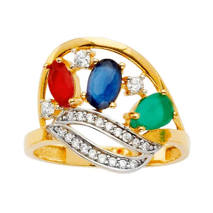 14K Yellow Gold Color Gem Stone Ring