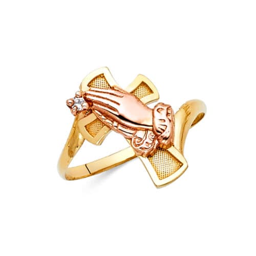 14K Two Tone Gold Religious Ring