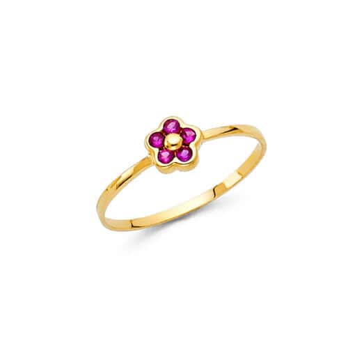 14K Yellow Gold Cubic Zirconia Babies Ring