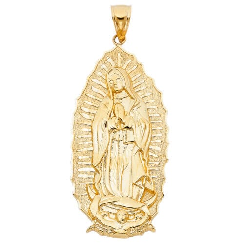 14K Yellow Gold Religious Guadalupe Pendant