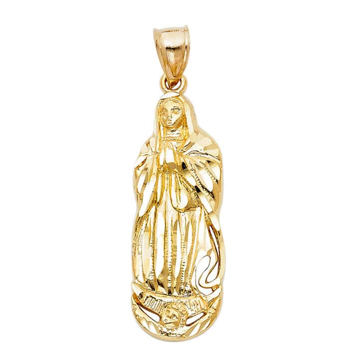 14K Yellow Gold Religious Guadalupe Pendant