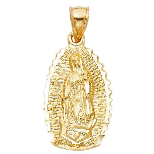 14K Yellow Gold Religious Guadalupe Pendant