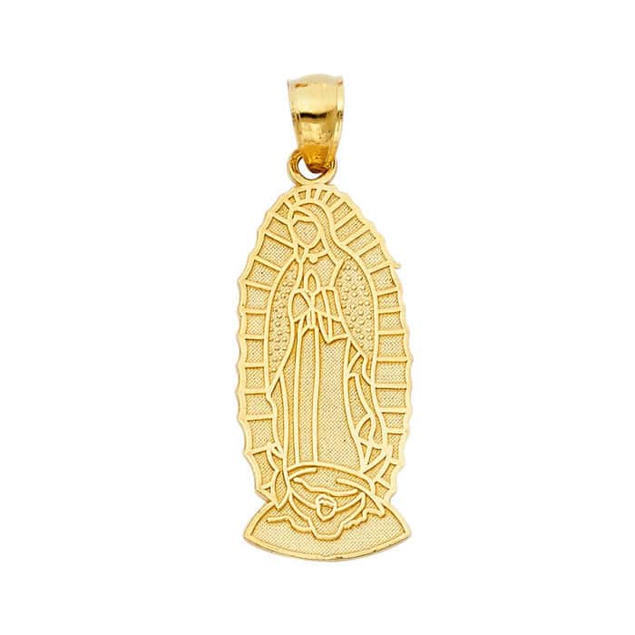 14K Yellow Gold Religious Guadalupe Pendant