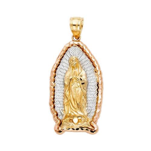 14K Two Tone Gold Religious Guadalupe Pendant