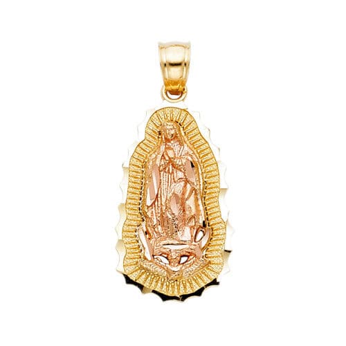 14K Two Tone Gold Religious Guadalupe Pendant