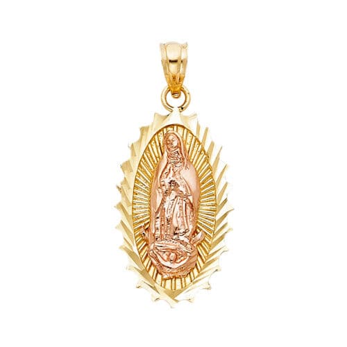14K Two Tone Gold Religious Guadalupe Pendant