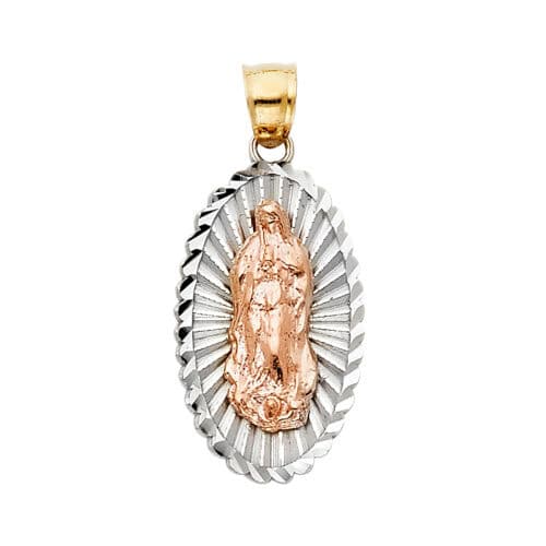 14K Two Tone Gold Religious Guadalupe Pendant