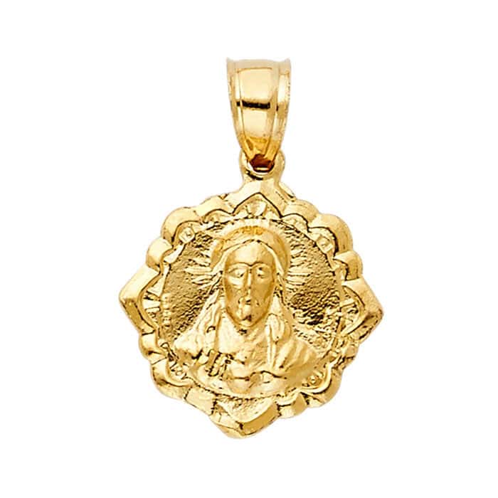 14K Yellow Gold Religious Double Side Pendant