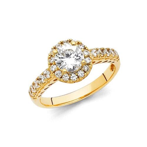 14K Yellow Gold Cubic Zirconia Engagement Ring