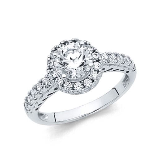 14K White Gold Cubic Zirconia Engagement Ring